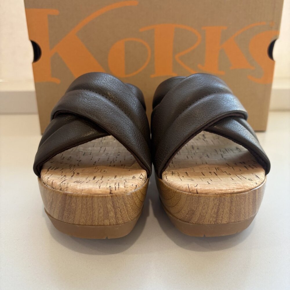 Korks by Kork-Ease Faithe Sandals Quilted Platform Wedge Brown Size 10 NEW - Picture 3 of 6